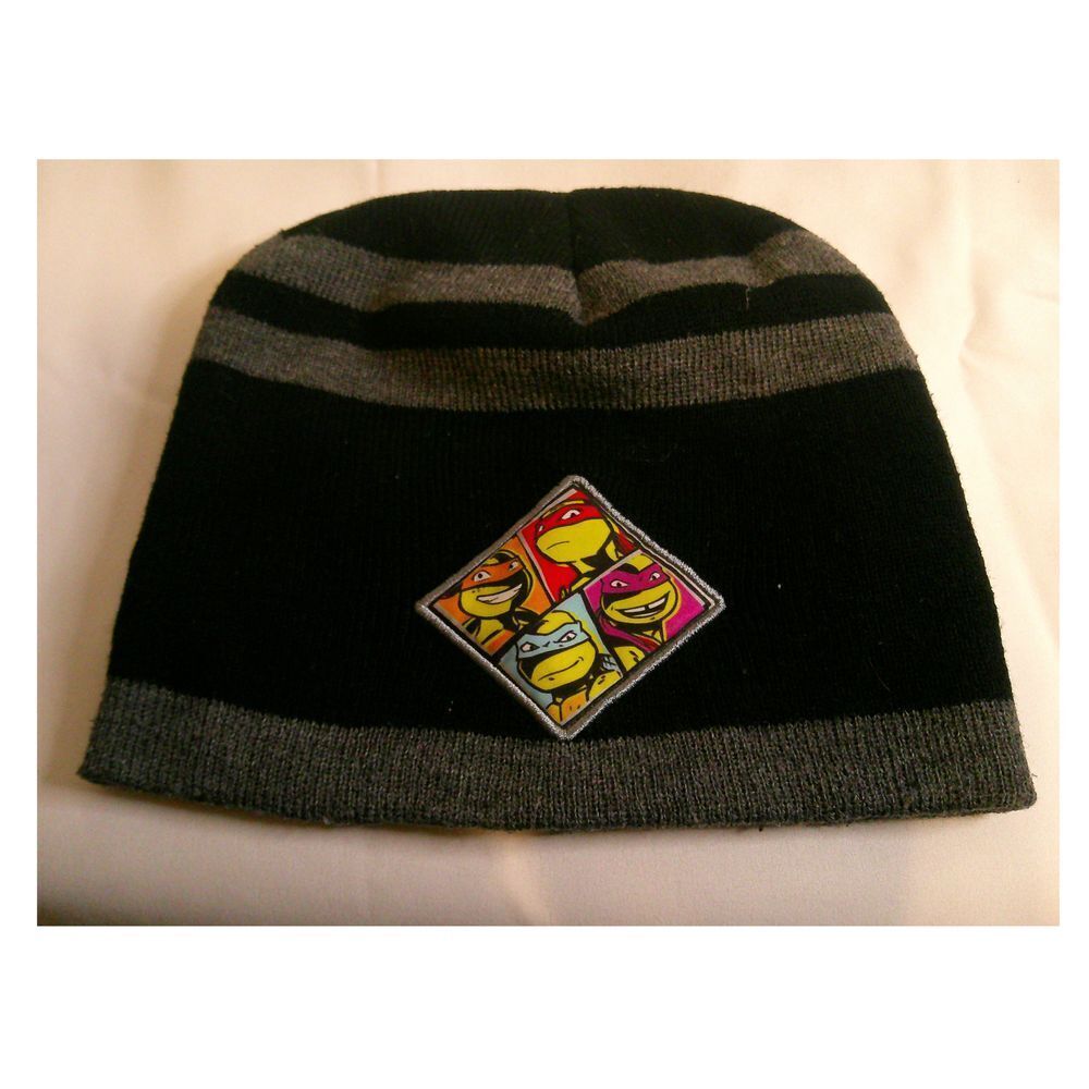 Nickelodeon Striped Beanie Hat with Cartoon Character Patch Winter Accessory